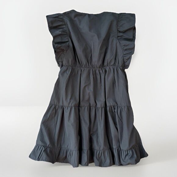Abercrombie Black Tiered Mini Dress Size MT Medium Tall Ruffle - Picture 2 of 6